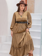 Brown Velvet Tiered Maxi Dress
