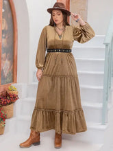 Brown Velvet Tiered Maxi Dress Maxi Dresses