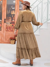 Brown Velvet Tiered Maxi Dress Maxi Dresses