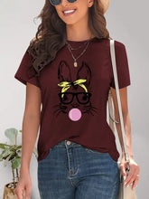 Burgundy Bunny Graphic T-Shirt for Women Woman T Shirts