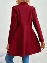 Burgundy Double-Breasted Flared Wool Coat for Women