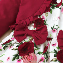 Burgundy Floral Baby Dress with Bow