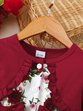 Burgundy Floral Baby Dress with Bow