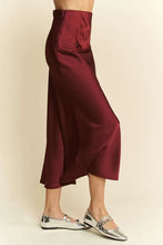 Burgundy High Waist Midi Skirt Satin Wardrobe Staple for Women
