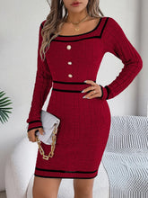 Burgundy Knit Sweater Dress with Black Trim for Women