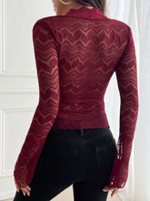 Burgundy Lace Long Sleeve Semi Sheer Top for Women Woman T Shirts