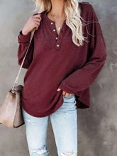 Burgundy Long Sleeve Button Up Shirt for Women with Oversized Fit Wine Woman T Shirts