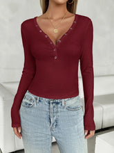 Burgundy Long Sleeve Button Up Stretch Top for Women Burgundy