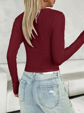 Burgundy Long Sleeve Button Up Stretch Top for Women