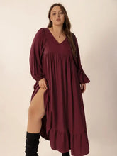 Burgundy Long Sleeve Ruched Maxi Dress Maxi Dresses