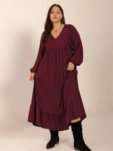 Burgundy Long Sleeve Ruched Maxi Dress Maxi Dresses