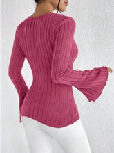 Burgundy Ribbed Knit Wrap Top for Women