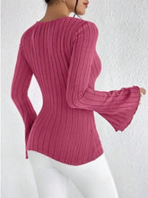 Burgundy Ribbed Knit Wrap Top for Women Woman T Shirts