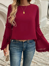 Burgundy Ruffle Sleeve Blouse for Women Burgundy