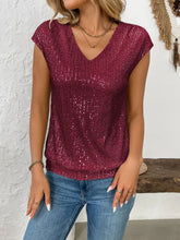 Burgundy Sequin V-Neck Top for Women
