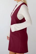Burgundy Sleeveless Jumper Dress with Pockets for Women