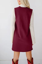 Burgundy Sleeveless Jumper Dress with Pockets for Women