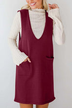 Burgundy Sleeveless Jumper Dress with Pockets for Women