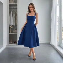 Burgundy Square Neck Midi Dress for Evening Navy