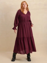 Burgundy Swiss Dot Tiered Maxi Dress with Belt Long Sleeve Maxi Dresses