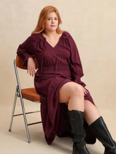 Burgundy Swiss Dot Tiered Maxi Dress with Belt Long Sleeve Maxi Dresses