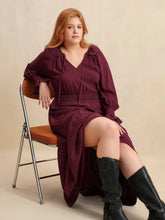 Burgundy Swiss Dot Tiered Maxi Dress with Belt Long Sleeve Maxi Dresses