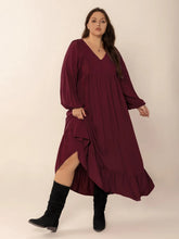 Burgundy Long Sleeve Ruched Maxi Dress Burgundy