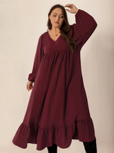 Burgundy Long Sleeve Ruched Maxi Dress