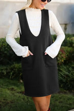 Burgundy Sleeveless Jumper Dress with Pockets for Women Woman Sweater Dresses