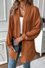 Burnt orange long sleeve pocketed open cardigan sweater