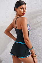 Butterfly Print Tankini Swimsuit Set with Skirt for Women