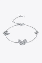 Silver-tone chain bracelet with pavé moissanite butterfly shape charms
