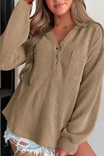 Button Detail Long Sleeve Hoodie Woman Sweatshirts