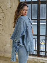 Button Down Drop Shoulder Denim Jacket Woman Outerwear