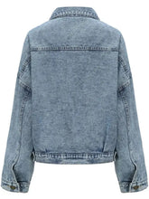 Button Down Drop Shoulder Denim Jacket Woman Outerwear