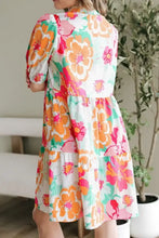 Button Down Floral Puff Sleeve Babydoll Dress Casual Dresses