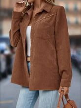 Button Down Long Sleeve Shacket Woman Outerwear