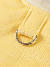 Yellow ribbed strap with silver ring on ruffle collar pet jumpsuit