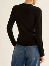Black slim fit cardigan with long sleeves and subtle sheen