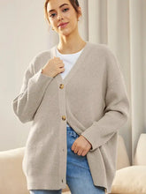 Button Down V-Neck Long Sleeve Cardigan Dust Storm Woman Outerwear