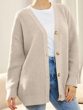Button Down V-Neck Long Sleeve Cardigan Woman Outerwear