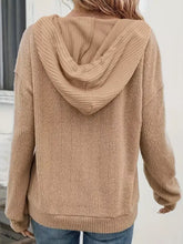 Beige button-front drawstring hoodie with cozy slouchy fit made from slightly stretchy material machine wash cold