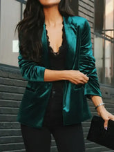 Button Up Lapel Collar Blazer Woman Outerwear