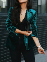 Button Up Lapel Collar Blazer Woman Outerwear