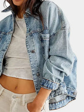 Button Up Long Sleeve Denim Jacket Woman Denim Tops