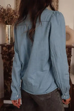 Button Up Long Sleeve Denim Top Woman Tops