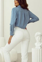 Button Up Long Sleeve Denim Top Woman Tops
