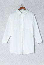 Button-Up Longline Shirt with Breast Pockets White Swimwear Cover-Ups