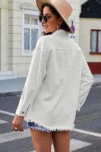 Button Up Pocketed Raw Hem Denim Jacket Woman Outerwear