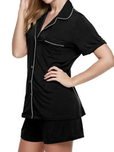 Button Up Short Sleeve Top and Shorts Lounge Set Woman Loungewear Sets